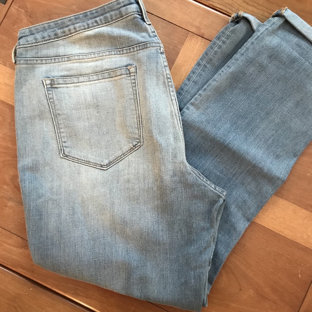 light Wash Old Navy Straight Cut distressed denim